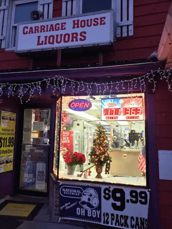 Carriage House Liquors storefront in downtown Westminster Maryland
